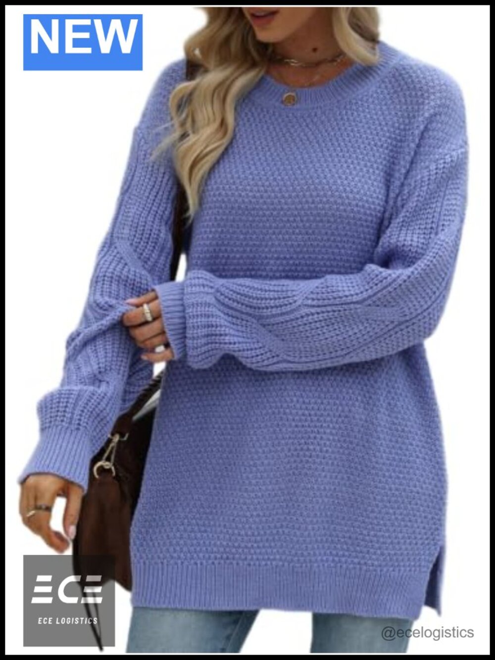 Plus Size Chunky Cable Knit Pullover Sweater Crew Neck Long Sleeve